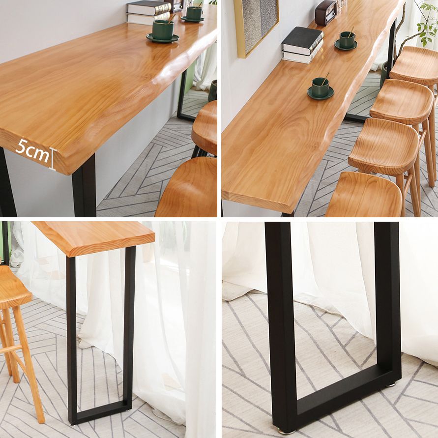 Modern 1/2/5 Pieces Wood Bar Table Set Rectangle Bar Table with High Stools for Kitchen