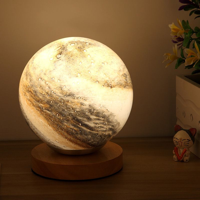Planet Glass Lampshade Table Lamp Modern Style Creative Globe Desk Light