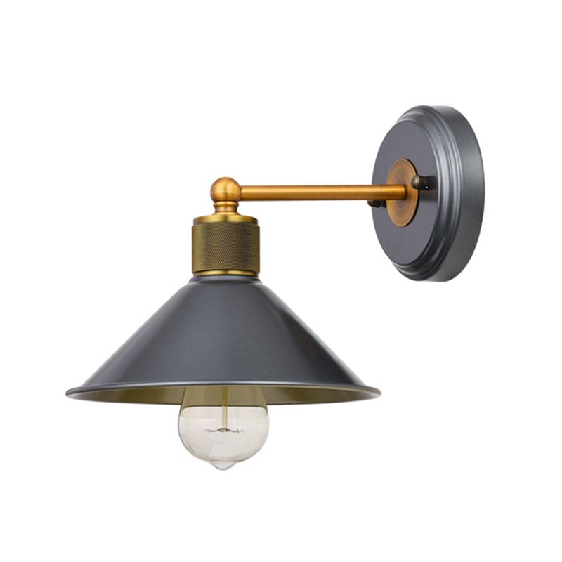 Schwarz 1 leichte Wandleuchter leichter industrieller Stil mit Metallbahnkegelwandlampe