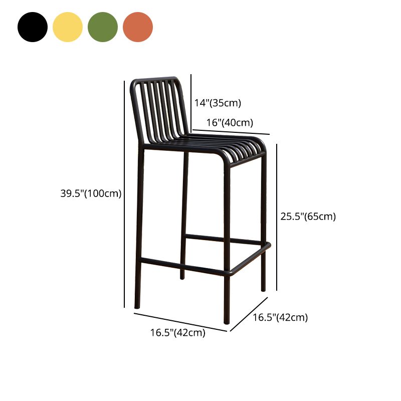 Modern Armless Backrest Counter Stool Iron Courtyard Bar Stool with Seat and Pedal
