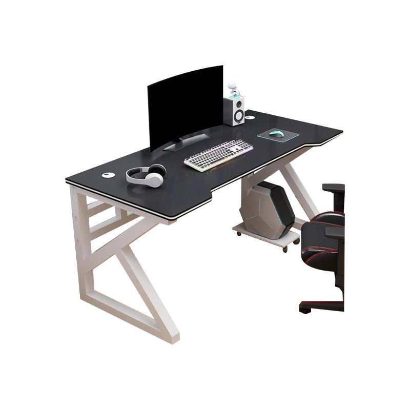 Contemporary Office Desk Antique Finish Wooden Computer Desk with Metal Legs