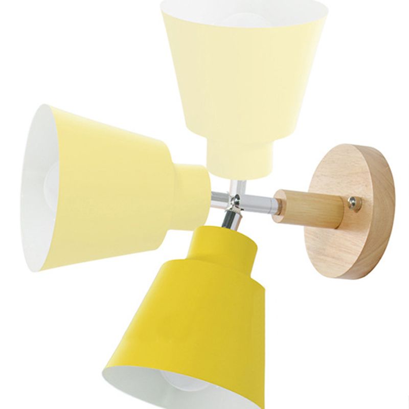 Macaron Style Wall Sconce 1-Light Wall Mount Lamp with Wood for Bedroom