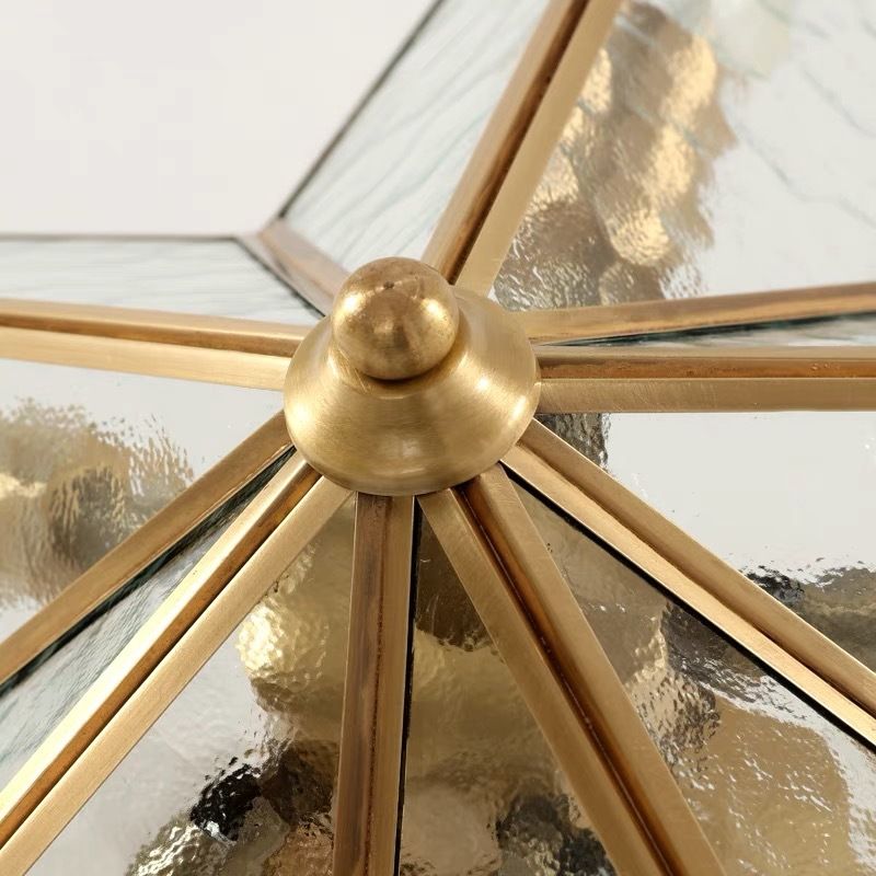 Getextureerde glazen ster inbouw traditionele 5 lampen messing plafondmontage kroonluchter voor woonkamer