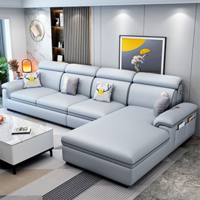 Scandinavian 4-Seater Sectional with Pillow Top Arm and Storage