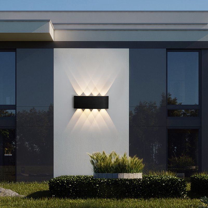 Black Outdoor LED Wall Lamp in Modern Concise Style Aluminium Rectangular Waterproof Wall Sconce
