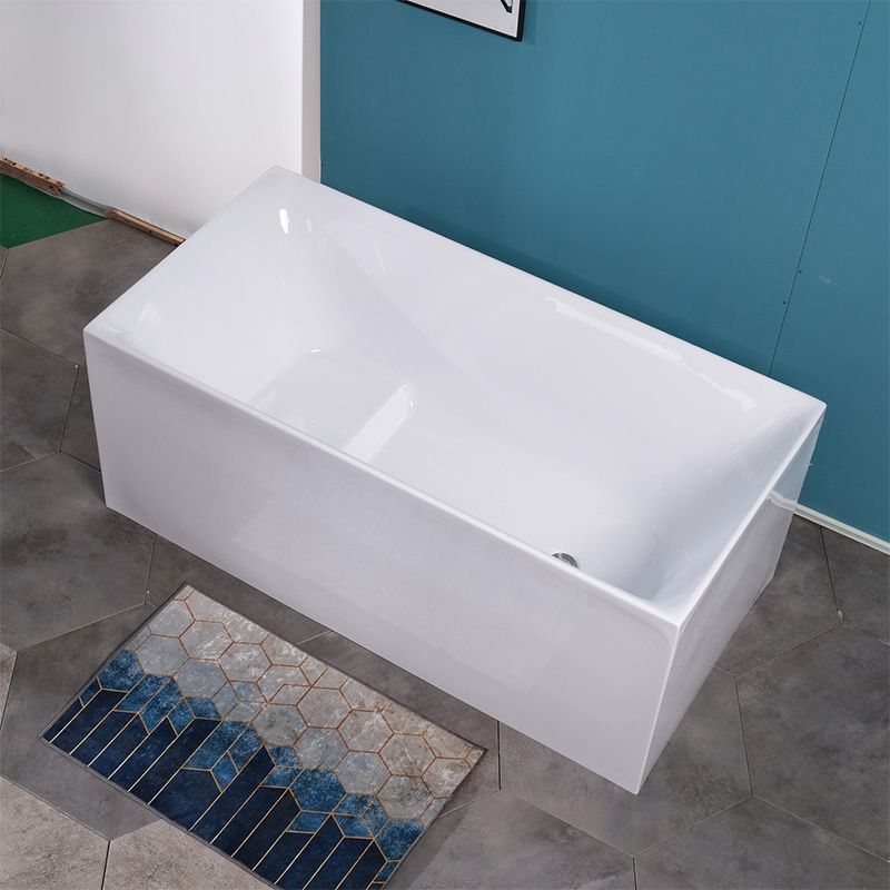 Acrylic Soaking Bathtub White Rectangular Back to Wall Bath Tub