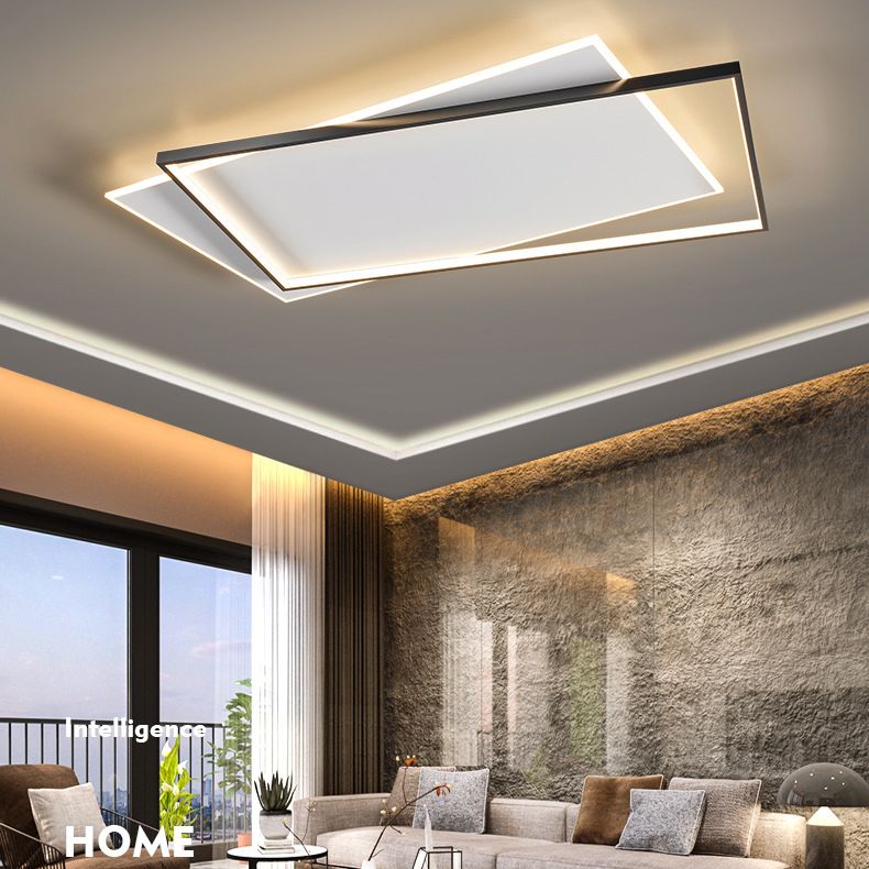 Doppelte Rechtecke Wohnzimmer Deckenbeleuchtung Acryl LED Moderne Deckeneinbaumontage