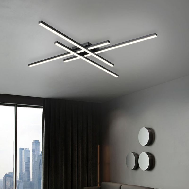 Linear Modern Flush Mount LED Metal Ceiling Mounted Light for Living Room