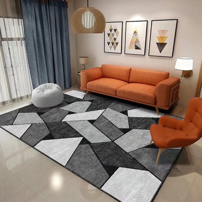 Gold Modern Rug Polyester Geometry Rug Washable Indoor Rug for Living Room