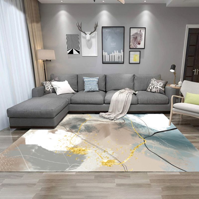 Simplicity Color Blooming Rug Multicolor Polyester Area Carpet Anti-Slip Backing Rug for Living Room