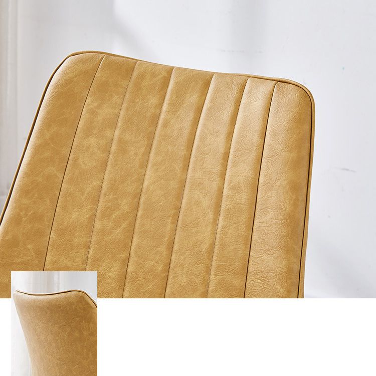 Contemporary Kitchen Dining Side Chair Leather Solid Back Chairs with Metal Legs