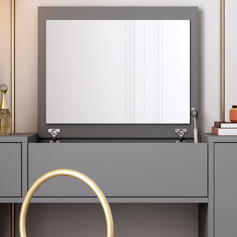 Flip-Top Vanity Set Contemporary 2 Drawers Makeup Dressing Table