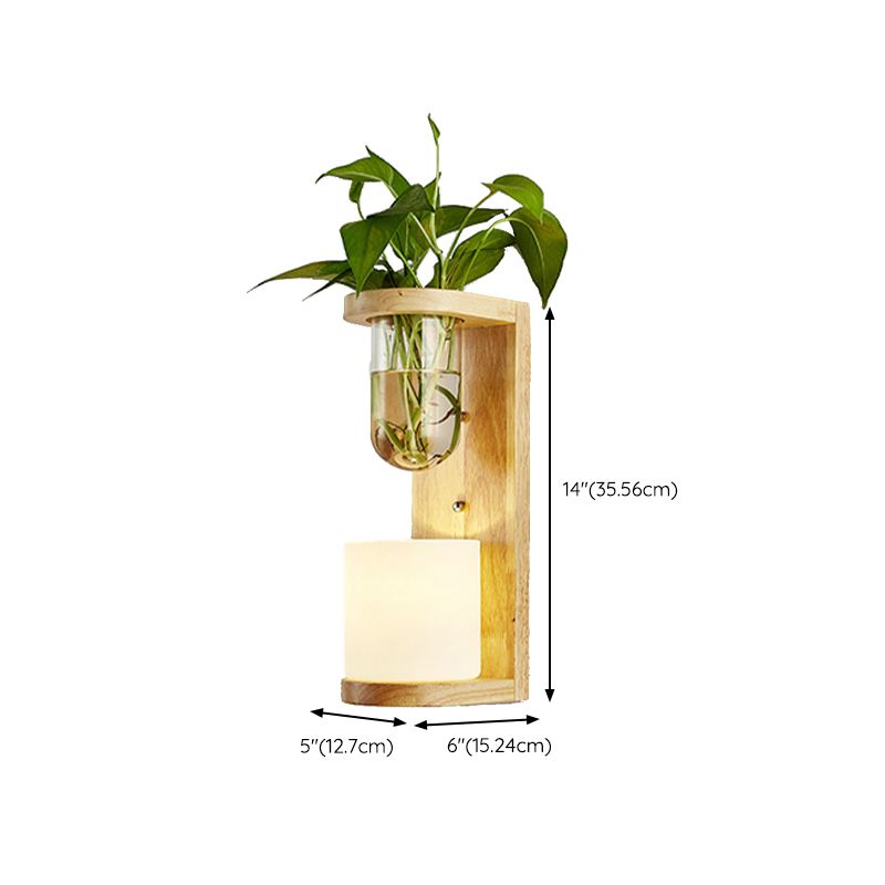 Modern Style Wall Light Wood 1 Light Sconces for Bedroom without Plant