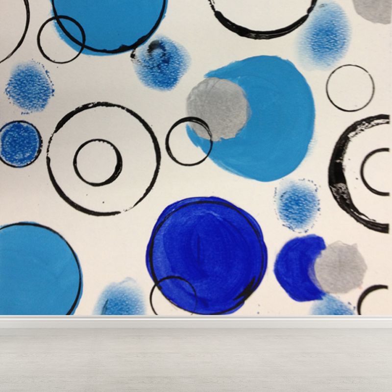 Circular Printed Mural Decal Modern Art Non-Woven Texture Wall Covering in Pastel Color