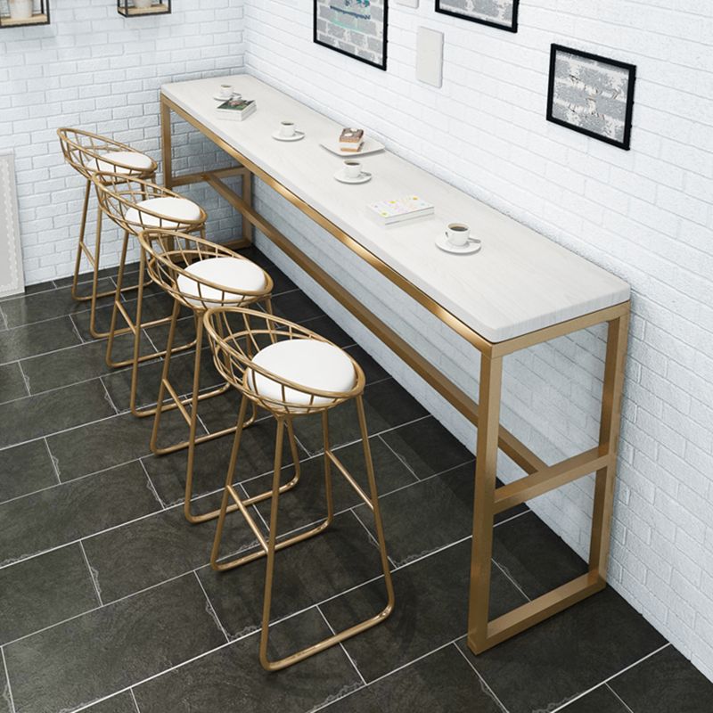 Glam Iron Base Bar Table Indoor Solid Wood Bar Table for Dining Room