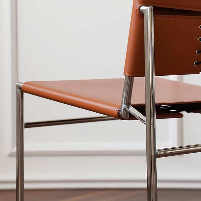 Modern Style Side Chair Faux Leather Open Back Dining Chair for Home