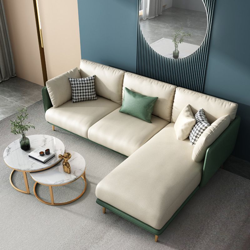 Nordic Square Arm Faux Leather Living Room Pillows Sofa Chaise