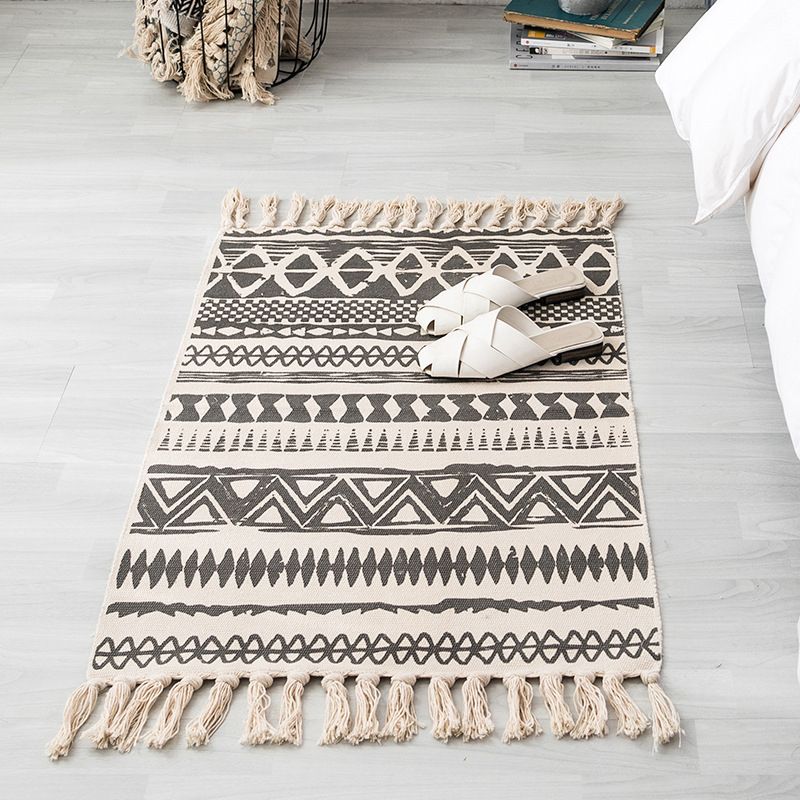 Alfombra de algodón sin costuras multicolor Algodón Algodón bohemio Área de área para mascotas para dormitorio