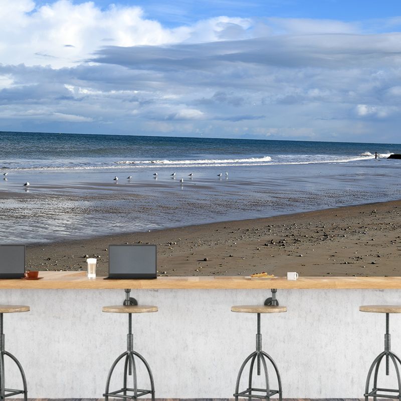 Minimalism Style Sandy Beach Mural Wallpaper for Living Room, Stain Resistant