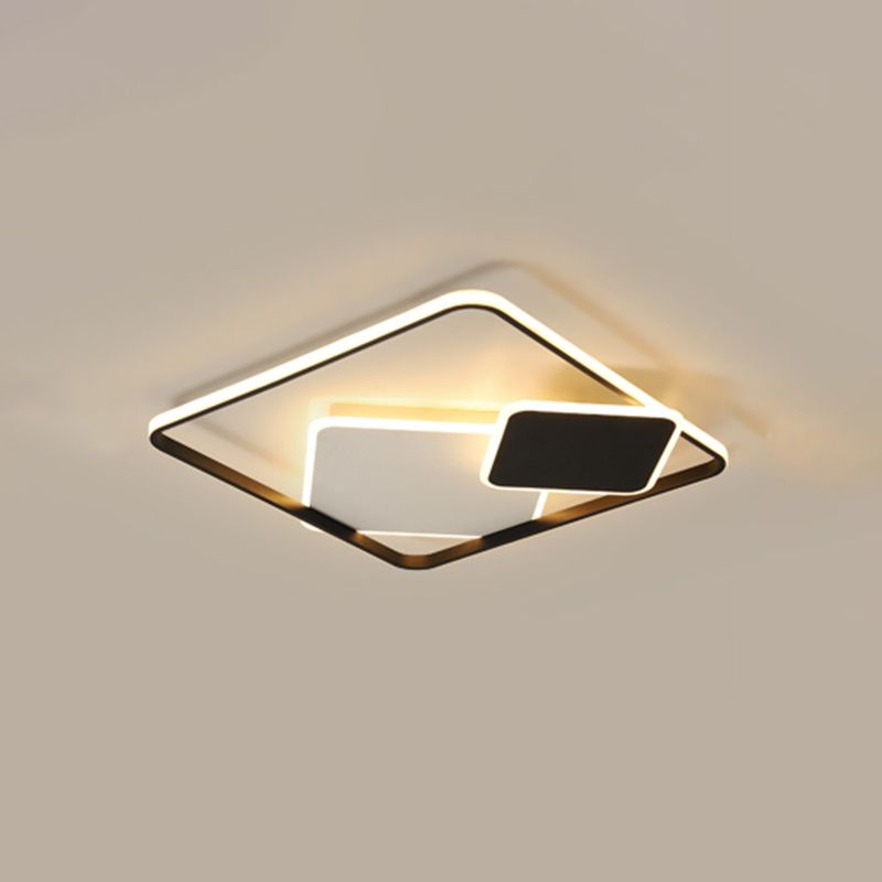 Black and White Square Flush Mount Lamp Nordic LED Acryl Ceiling Mounted Light für Schlafzimmer