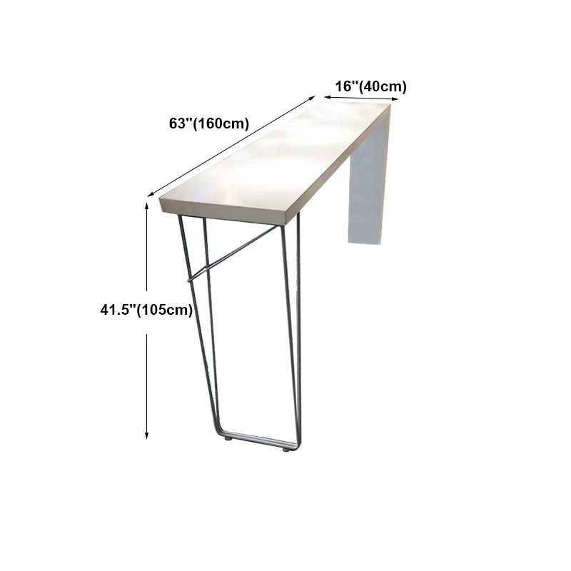 Modern White Counter Height Table Metal and Wood Indoor Rectangle Pub Bar Table