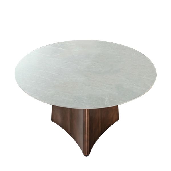 Stone Glam Round Dining Table Matte Finish Pedestal Table for Kitchen
