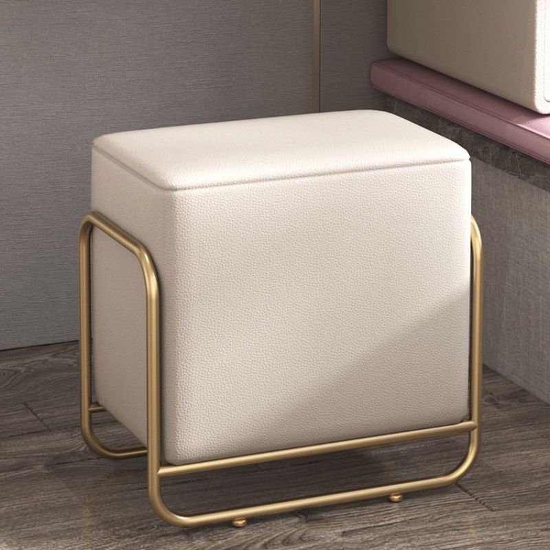 Glam Double Drawers Faux Leather Bedroom with Makeup Table and Stool Make-up Vanity