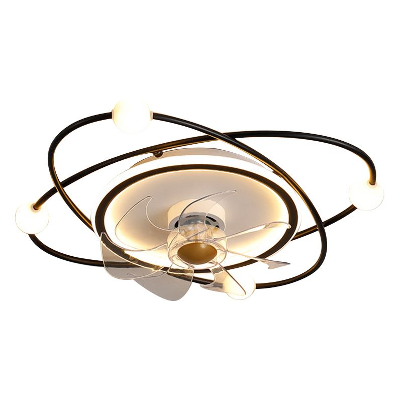 Nordic Style Ceiling Fan Lamp Iron Ceiling Fan Light with ABS Fan Blade for Bedroom