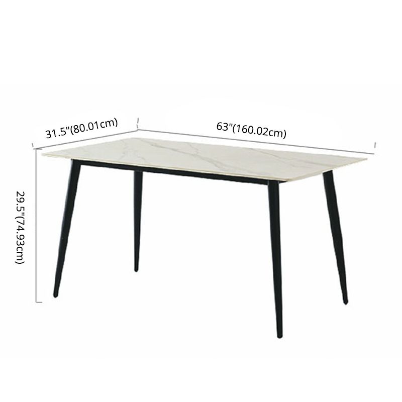 Modern Style Sintered Stone Dining Table with Rectangle Shape Table and 4 Legs Base for Home Use