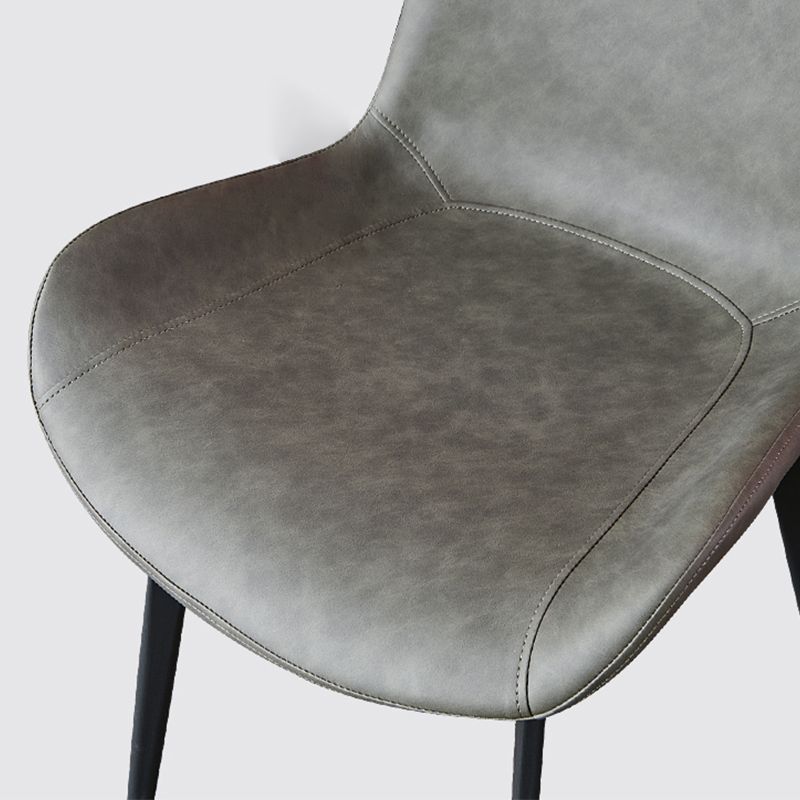 Industrial Style Side Chair Faux Leather Side Dining Chair with Metal Base