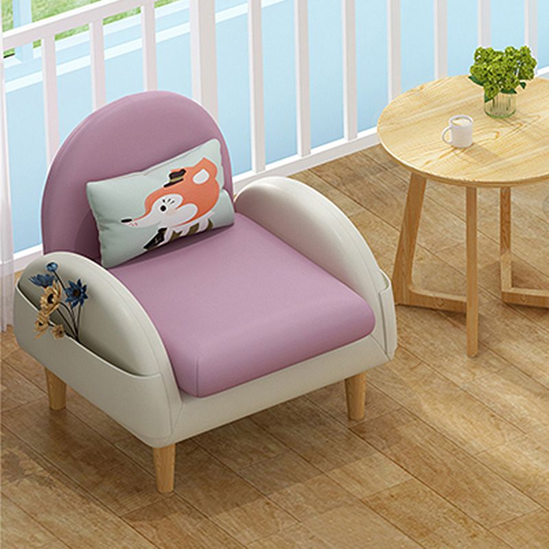 Faux Leather Arm Chair Pillow Back Accent Chair, 23.62" W √ó 25.59" L √ó 25.59" H