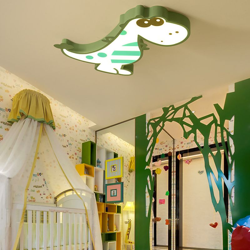 Lámpara LED de montaje en techo de macarrón de dibujos animados acrílico, accesorio de techo con dragón bonito para dormitorio de niños