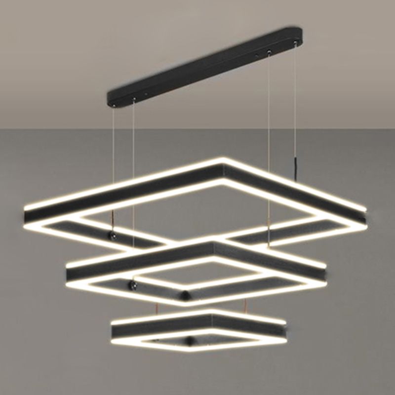 Modern Square Chandelier Light Fixtures Multi-Tier Hanging Pendant Lamps for Living Room