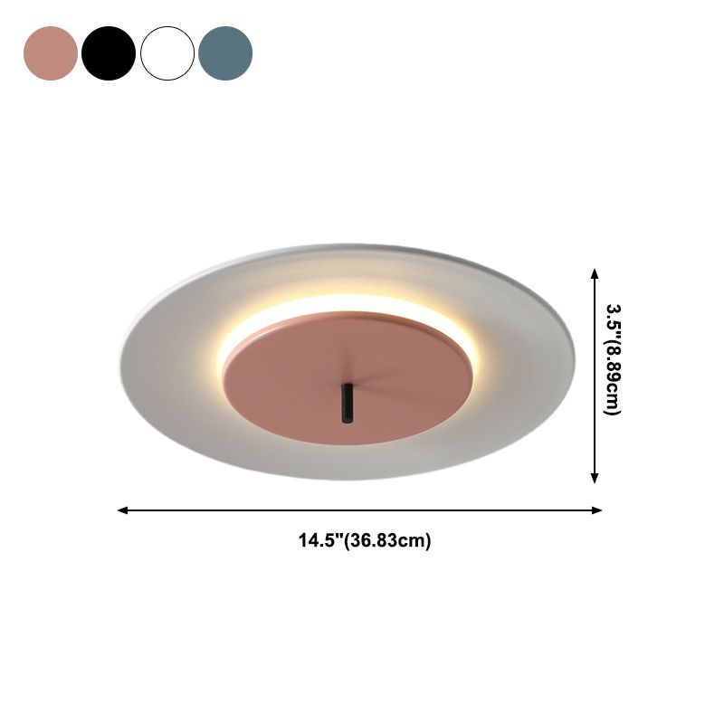 Acrylic Circular LED Ceiling Fixture in Modern Nordic Style Lacquered Iron Macaroon Flush Mount