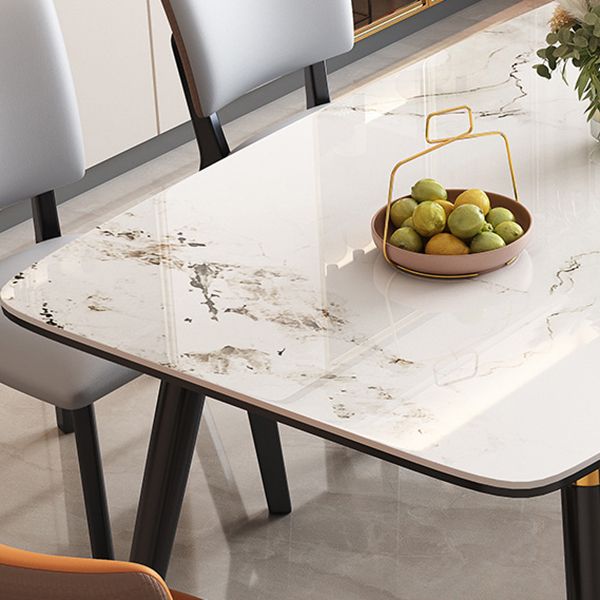 Modern Extendable Stone Dining Table Wood Base Table for Dining Room