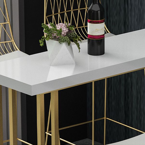 Glam Wood Pub Table with Rectangle Table Top Gold Sled Table - 41.3" H