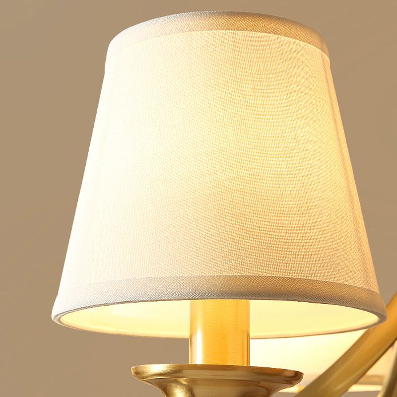 Barrel Chandelier Lighting Fixtures Traditional Multi-Head Gold Suspension Light with Fabric Shade