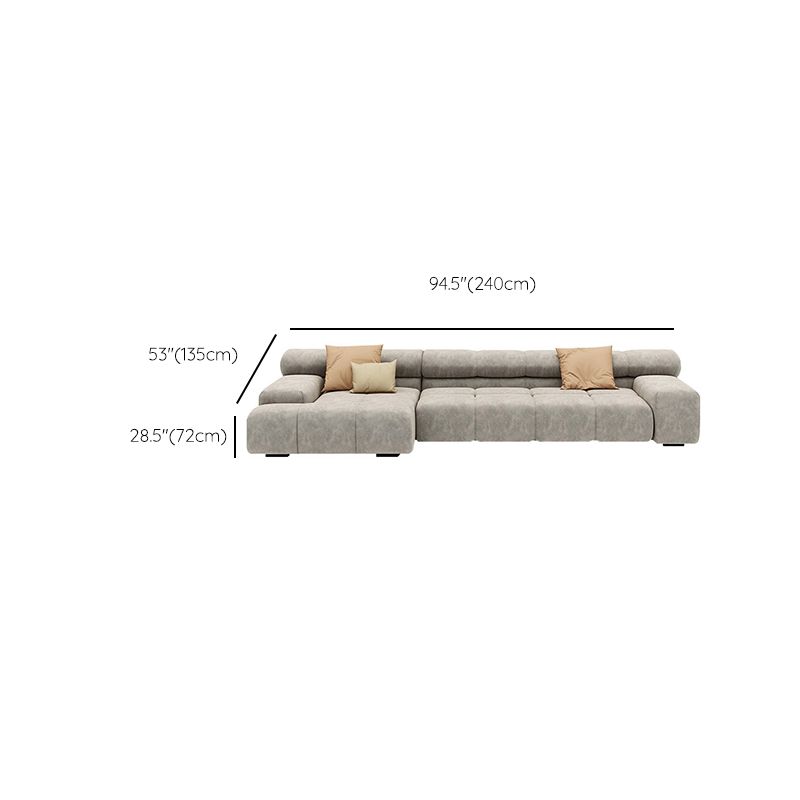 Scandinavian Sectional Sofa with Tigh Back and Square Arm for Living Room