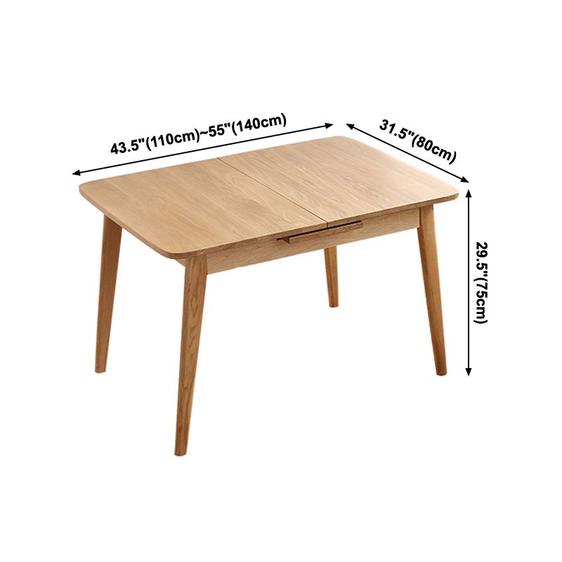 Extendable Rectangle Dining Table for Restaurant Modern Oak Wood Table with 4 Legs