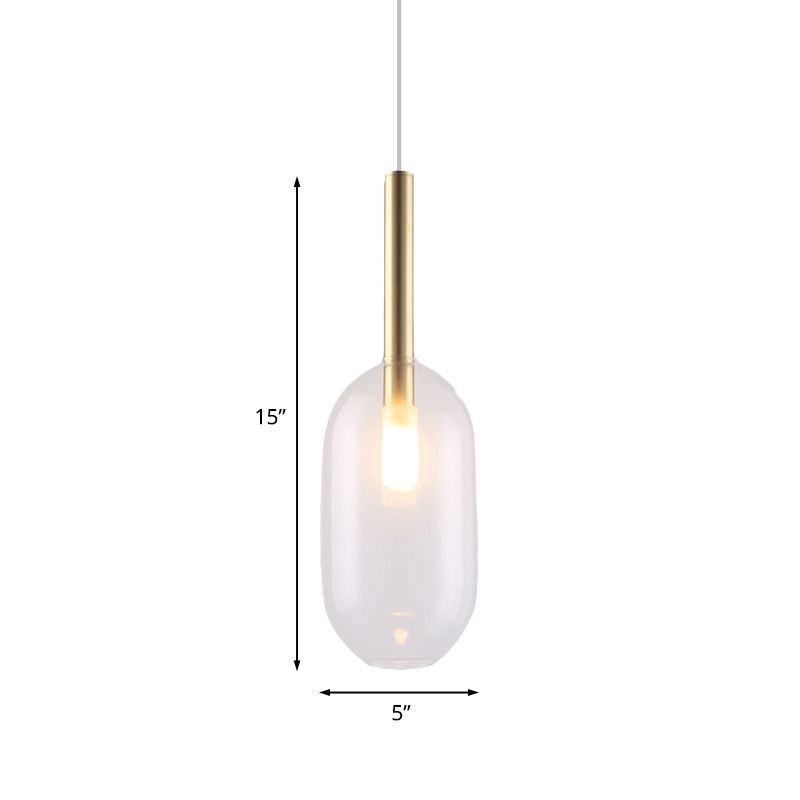 Cipolla da soggiorno a 1 luce Simple Lampada a soffitto a LED in ottone con capsula trasparente in vetro trasparente