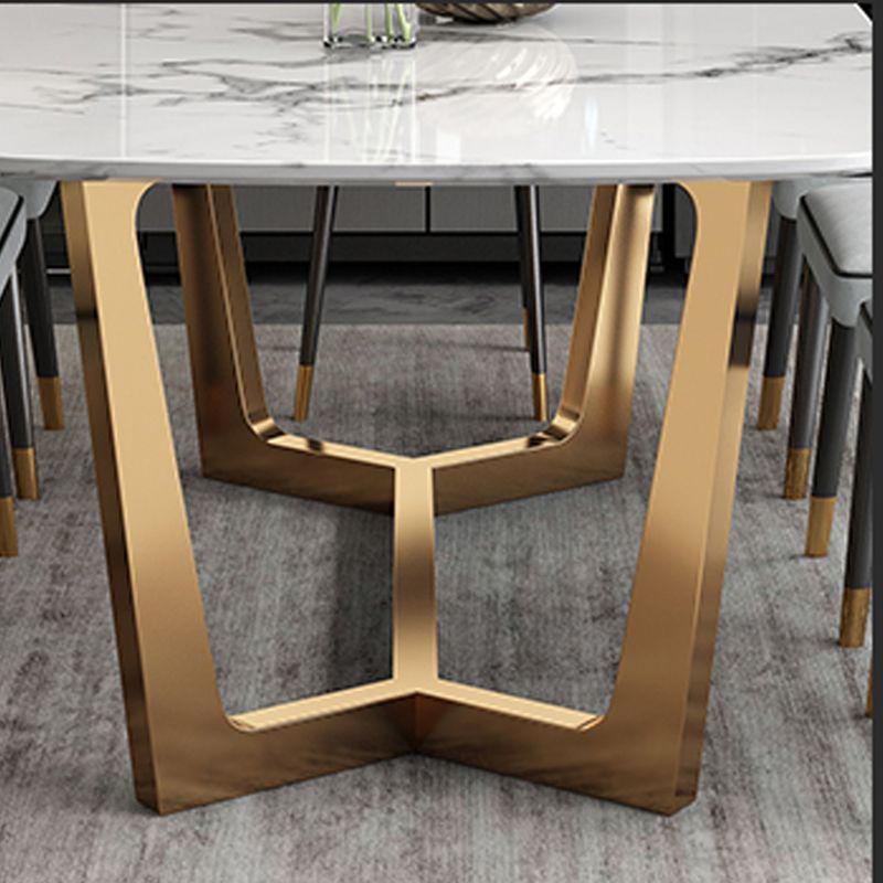 Glam Dining Faux Marble Table Rectangle Table with Metal Legs for Kitchen