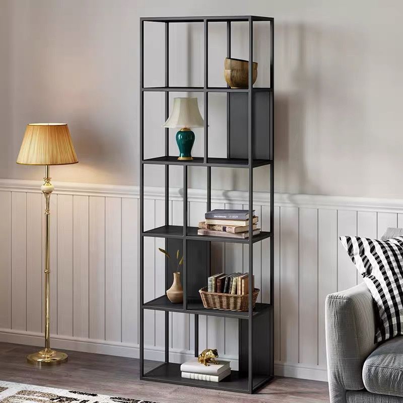Contemporary Vertical Metal Bookshelf Open Back Bookcase with Shelves