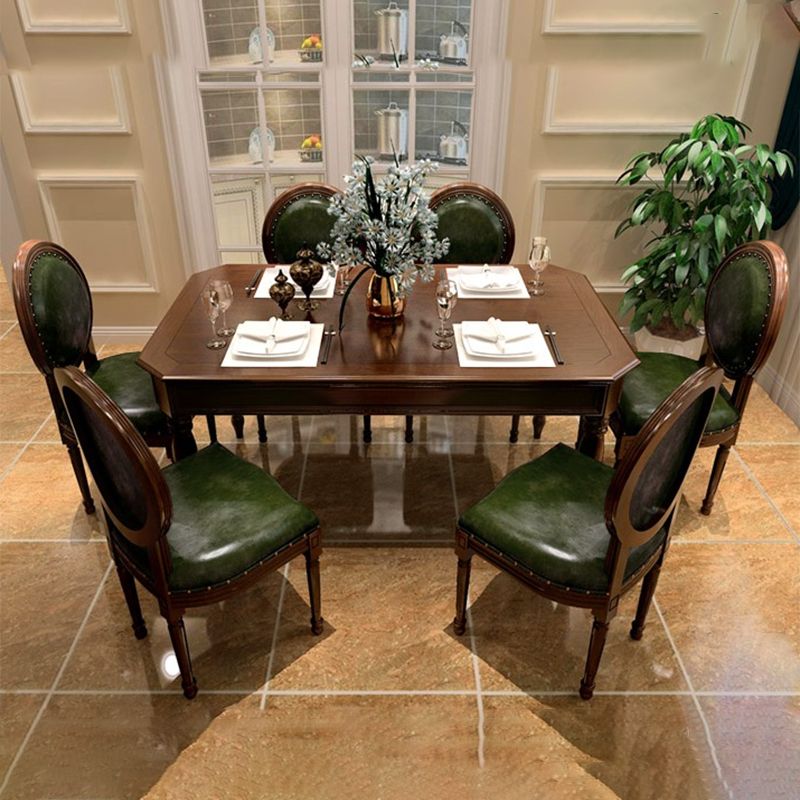 Rustic Style Solid Wood Set of 5 Dinette Table with Upholstered Chair