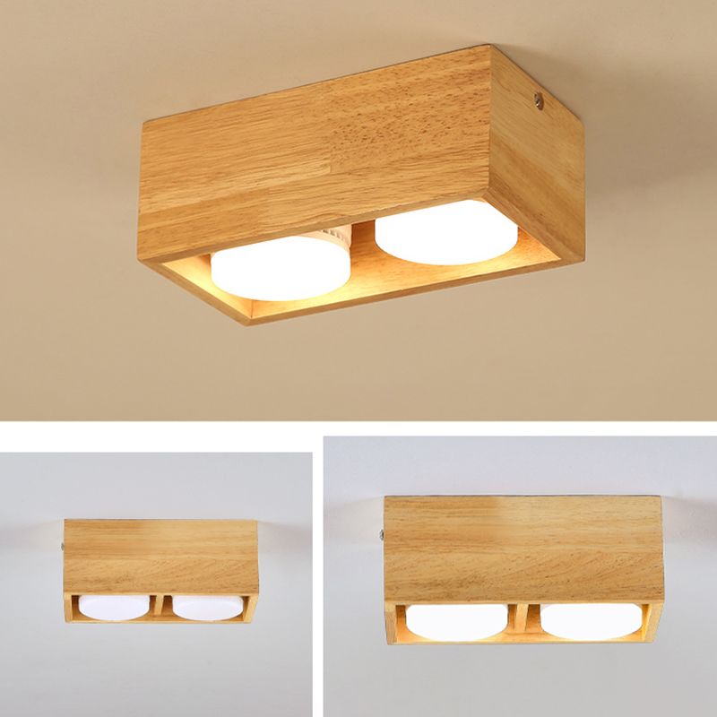Plafonniers encastrés en bois, éclairage de montage au plafond à LED pour chambre à coucher