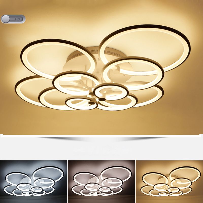 Modern Circular Shade LED Indoor Ceiling Light with Acrylic Shade Semi Flush Mount