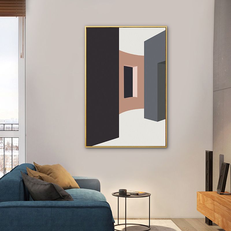 House Interior View Wall Art Living Room Architecture Drawing Canvas in Soft Color for Decor