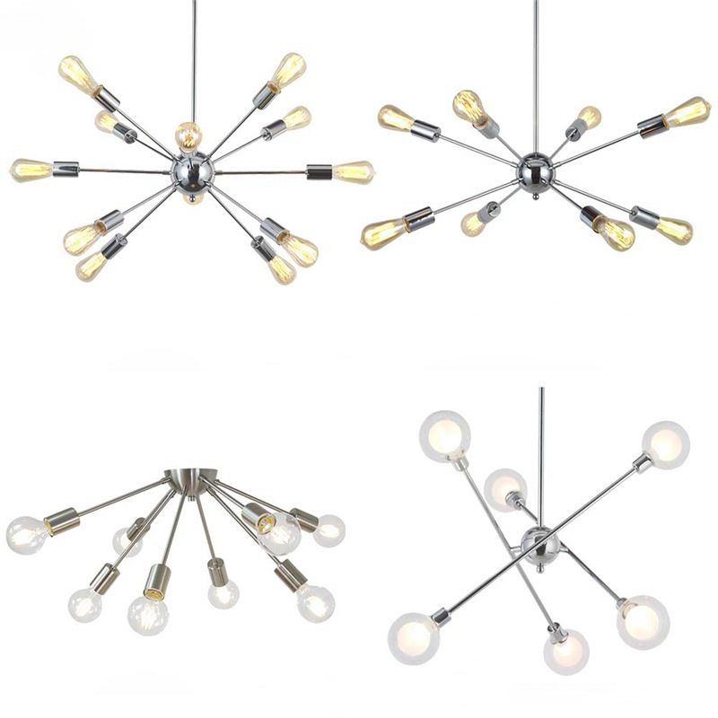 8 Light Ceiling Lighting Retro Iron Sputnik Design Semi Flush Mount Lighting for Living Room