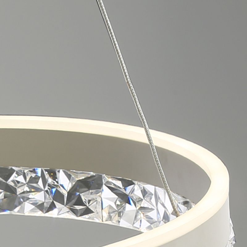 Modern Metal Chandelier Light Fixtures Round 1-Light Suspension Pendant Lamps with Acrylic Shade