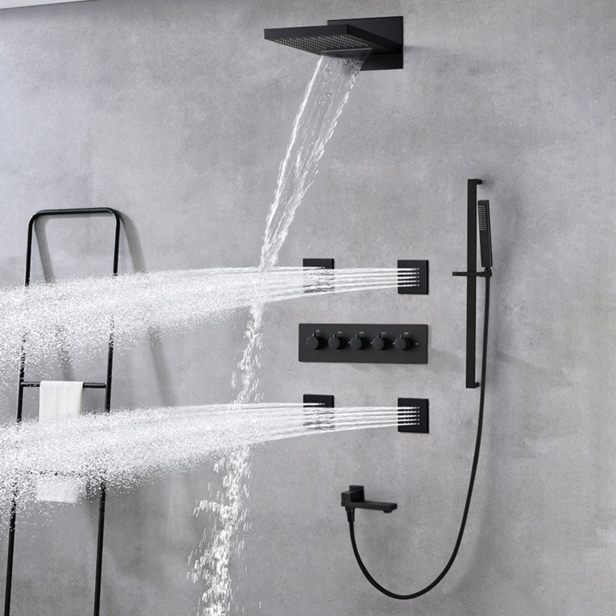 Modern Shower Head Combo Brass Slide Bar Included Wall Mounted Shower System