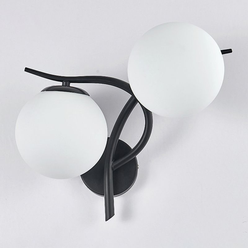 Modern Style Globe Shape Wall Light Glass 2 Light Sconces for Bedroom
